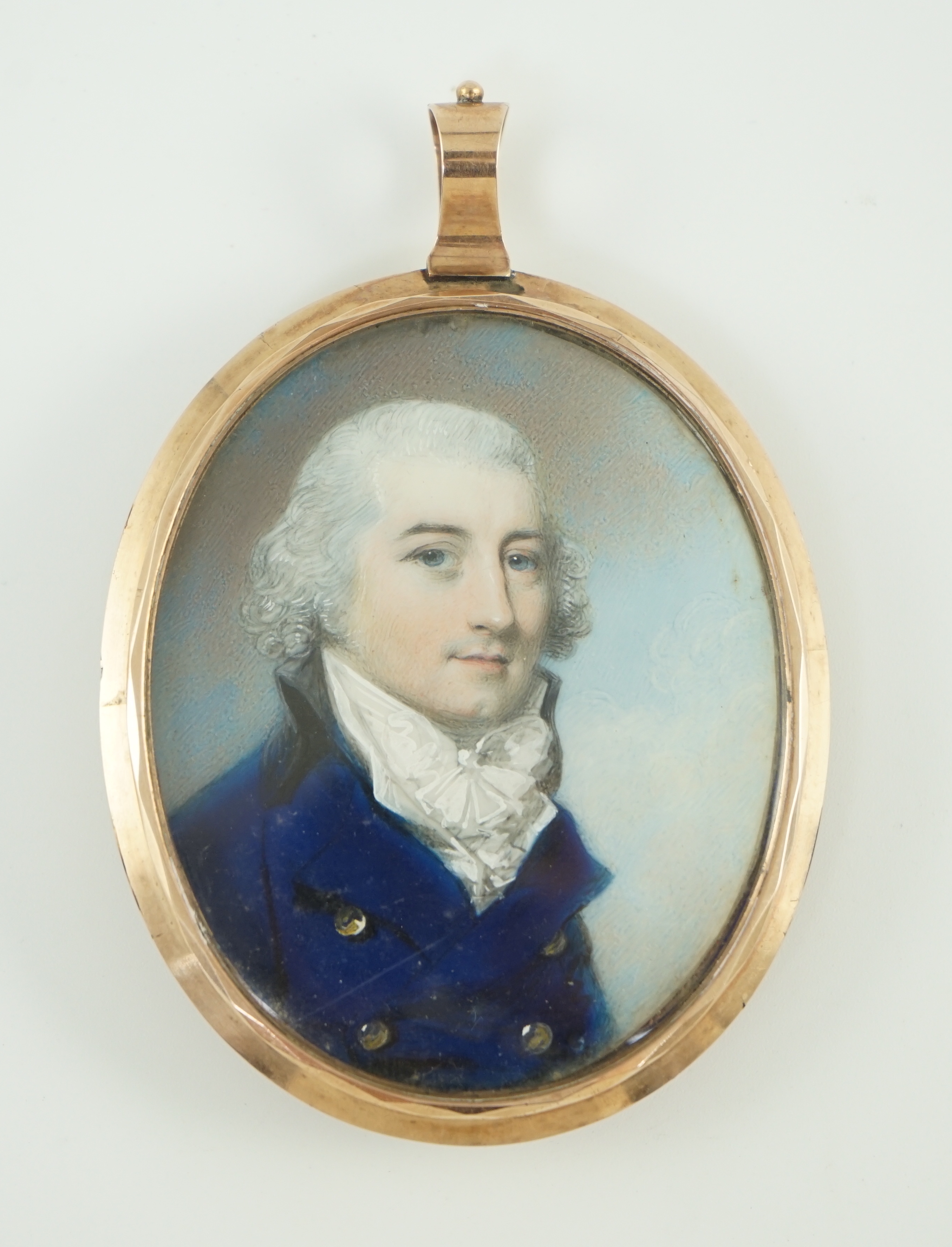 Attributed to George Engleheart (1750-1829), Portrait miniature of a gentleman, watercolour on ivory, 6 x 5cm. CITES Submission reference UHX15PXN